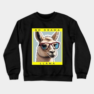 No Drama Llama Funky Alpaca Sunglasses Yellow Black Crewneck Sweatshirt